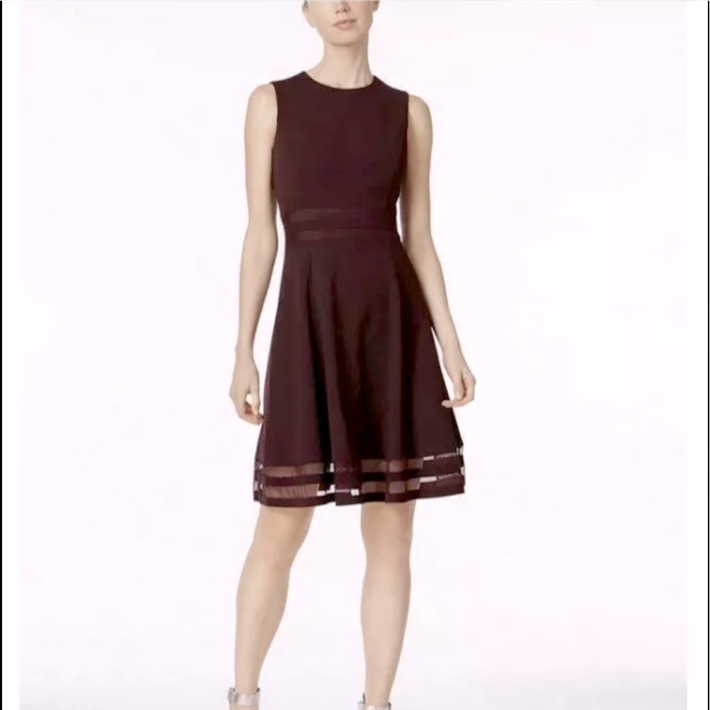 Calvin Klein Illusion-Trim Fit & Flare Dress Size 8